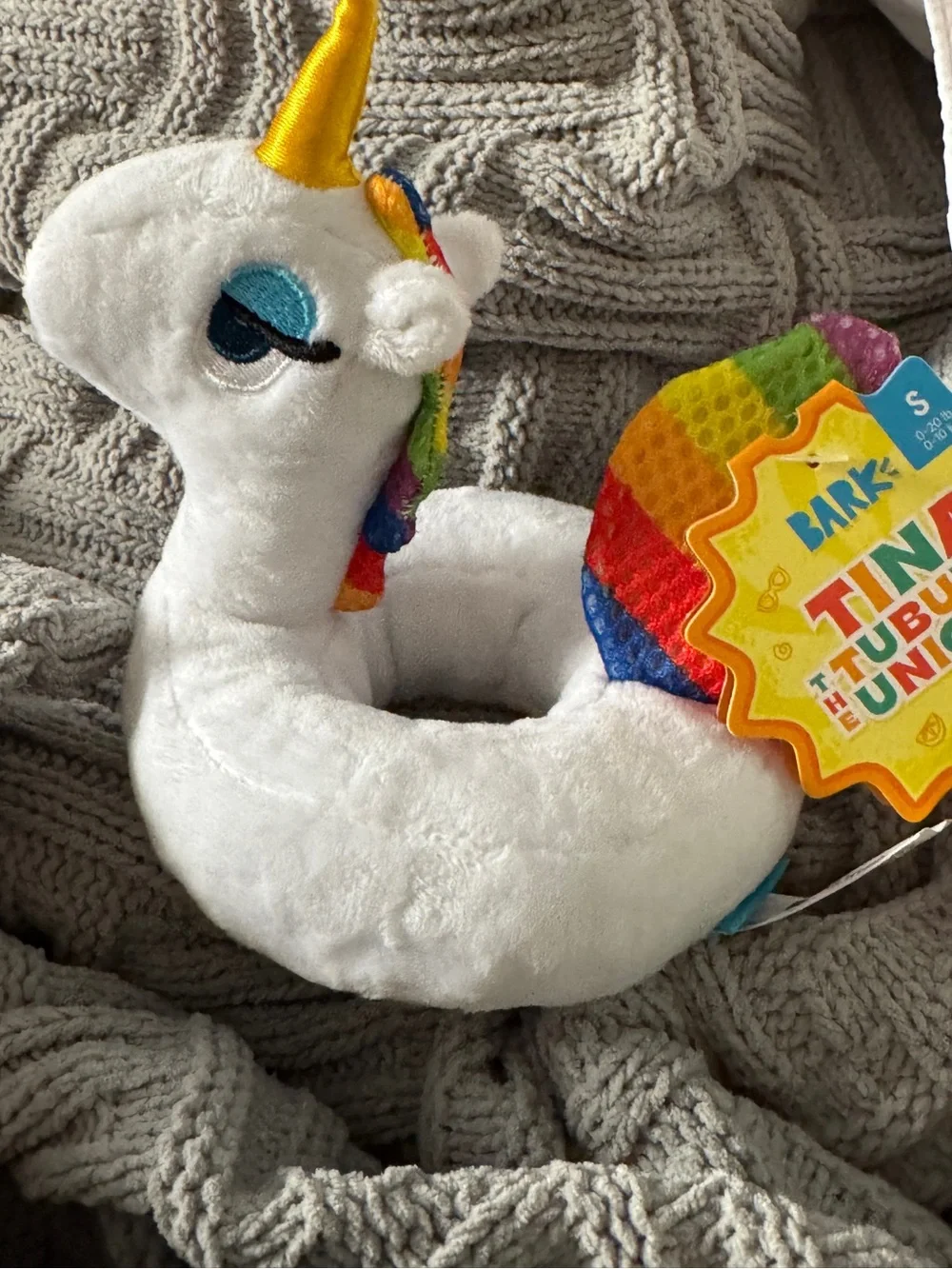 Bark ‘Tina The Tubular Unicorn’ White Unicorn Plush Dog Toy